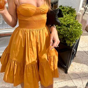 Staud Landry Smocked Bustier Minidress